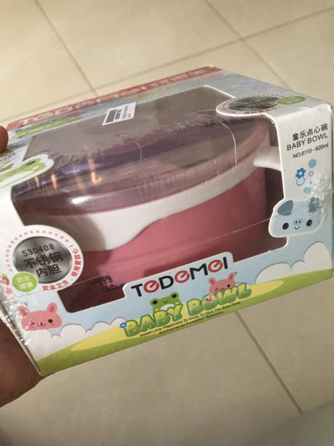 Mangkok Bayi Stainless Tedemei Stainless 6110 Blue Pink Green.