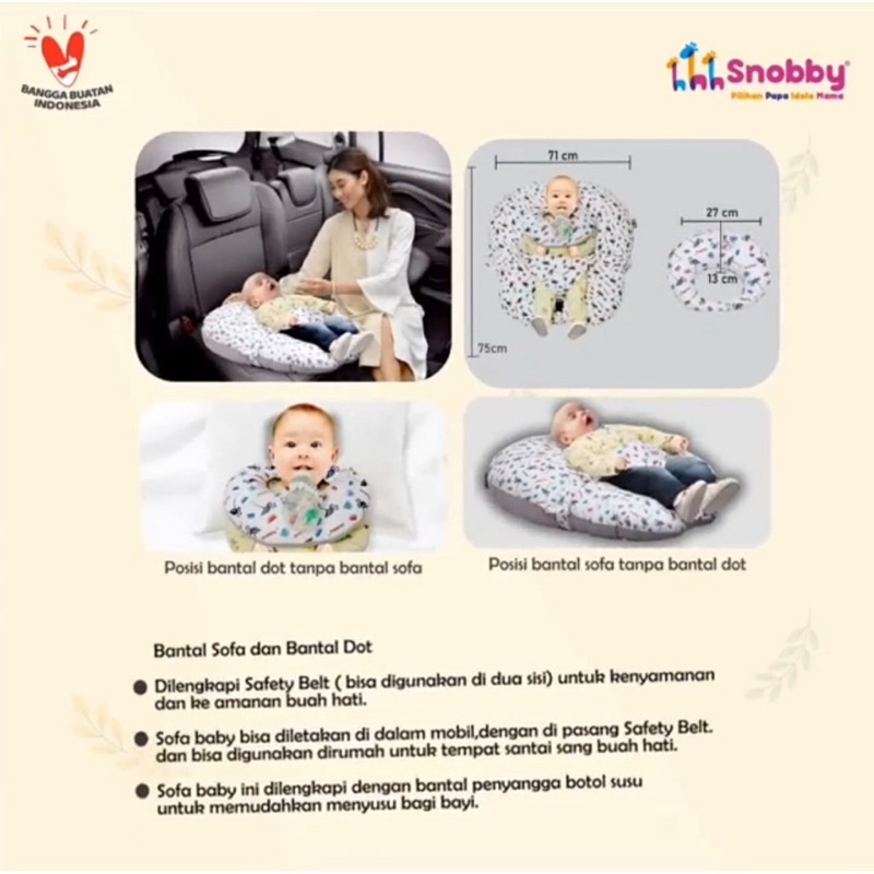 Snobby Sofa Bayi Multifungsi (ada gasper ) + Bantal Dot Artsy Series - TPB 5821