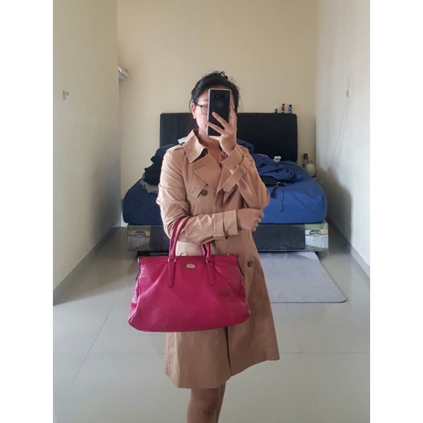 Tas Wanita Handbag Coach F35185 Pebble Leather Morgan Pink Original