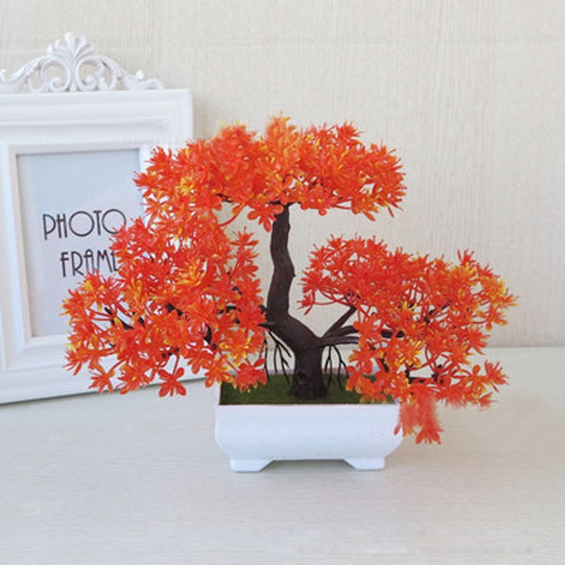 Bonsai Tree in Square Pot Artificial Plant Decoration for Office//Home 18cm