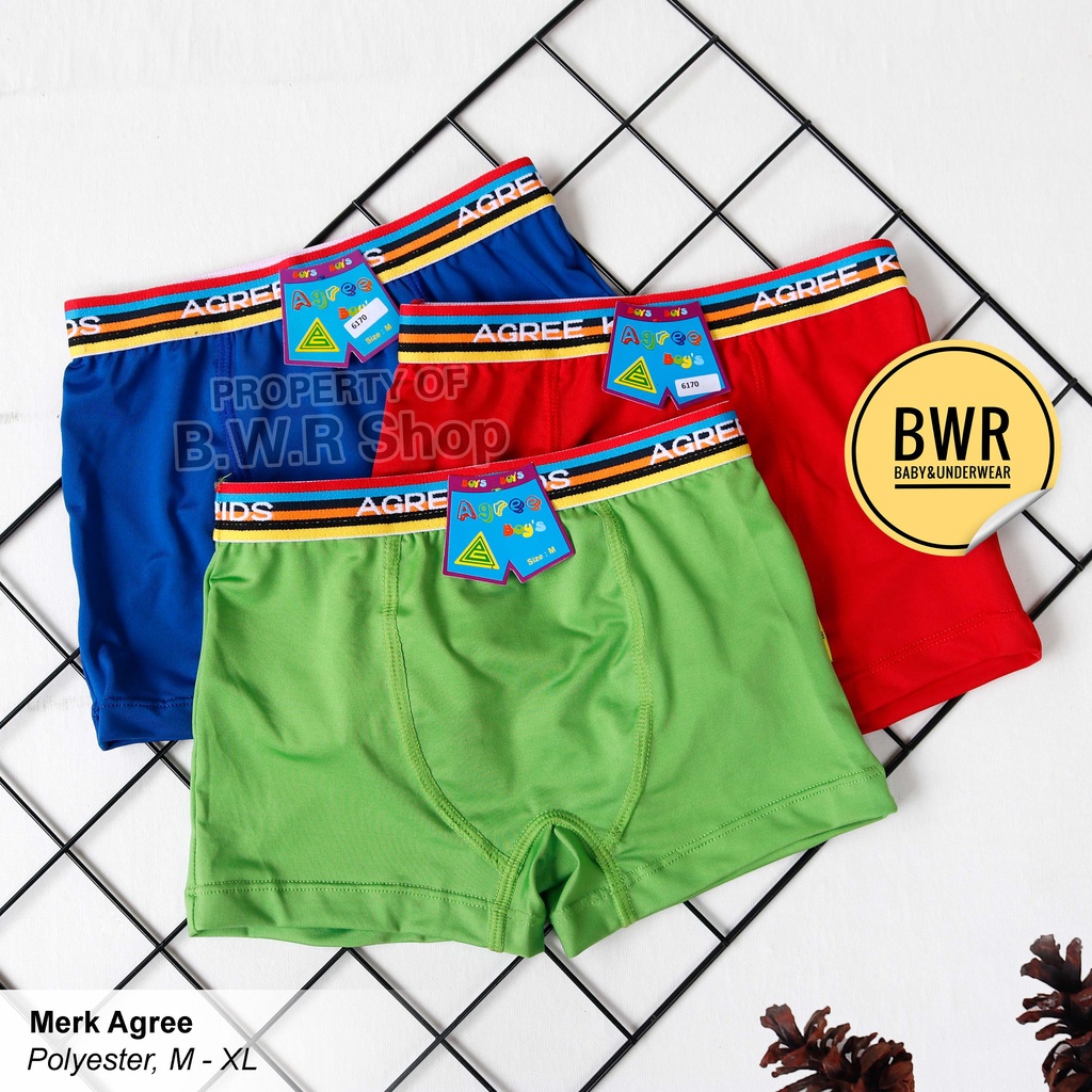 CD Boxer Agree Boys 6170 Warna / Celana Renang Anak laki Laki Polyester | Bwr