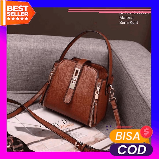 Tas Selempang Wanita High Quality Olahraga Branded Rantai Style Besar U7E0 Cute Kanvas Lokal New Ele