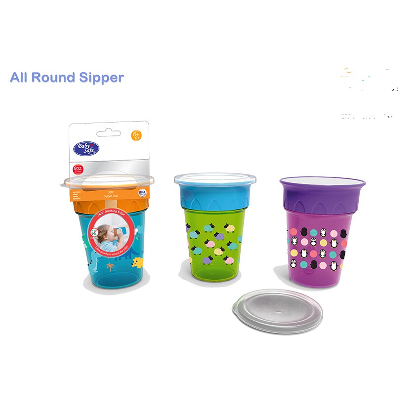 Baby Safe AP012 360° Sipper Cup / Mangkuk Minum Bayi 6m+ - 270ml (Tersedia varian warna)