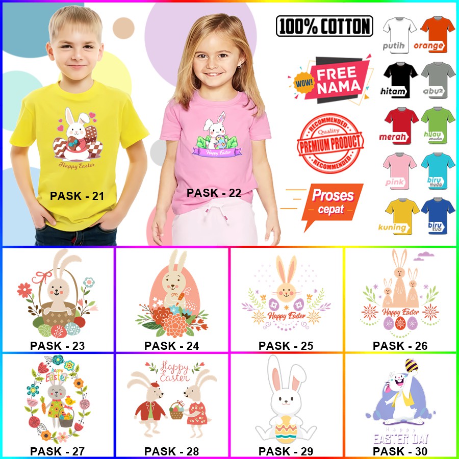 Baju Kaos ANAK DAN DEWASA PASKAH EASTER COUPLE (FREE NAMA)