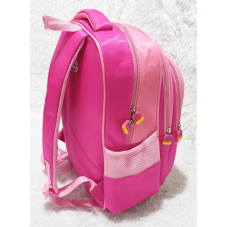 BACKPACK RANSEL 16&quot; TAS ANAK SEKOLAH PEREMPUAN SD GAMBAR KARTUN RABBIT SUGAR DAN KUE ICE CREAM 3RESLETING TIMBUL IMPORT ( Sugar ES KRIM BOBA CETAR POLKA 16&quot; )