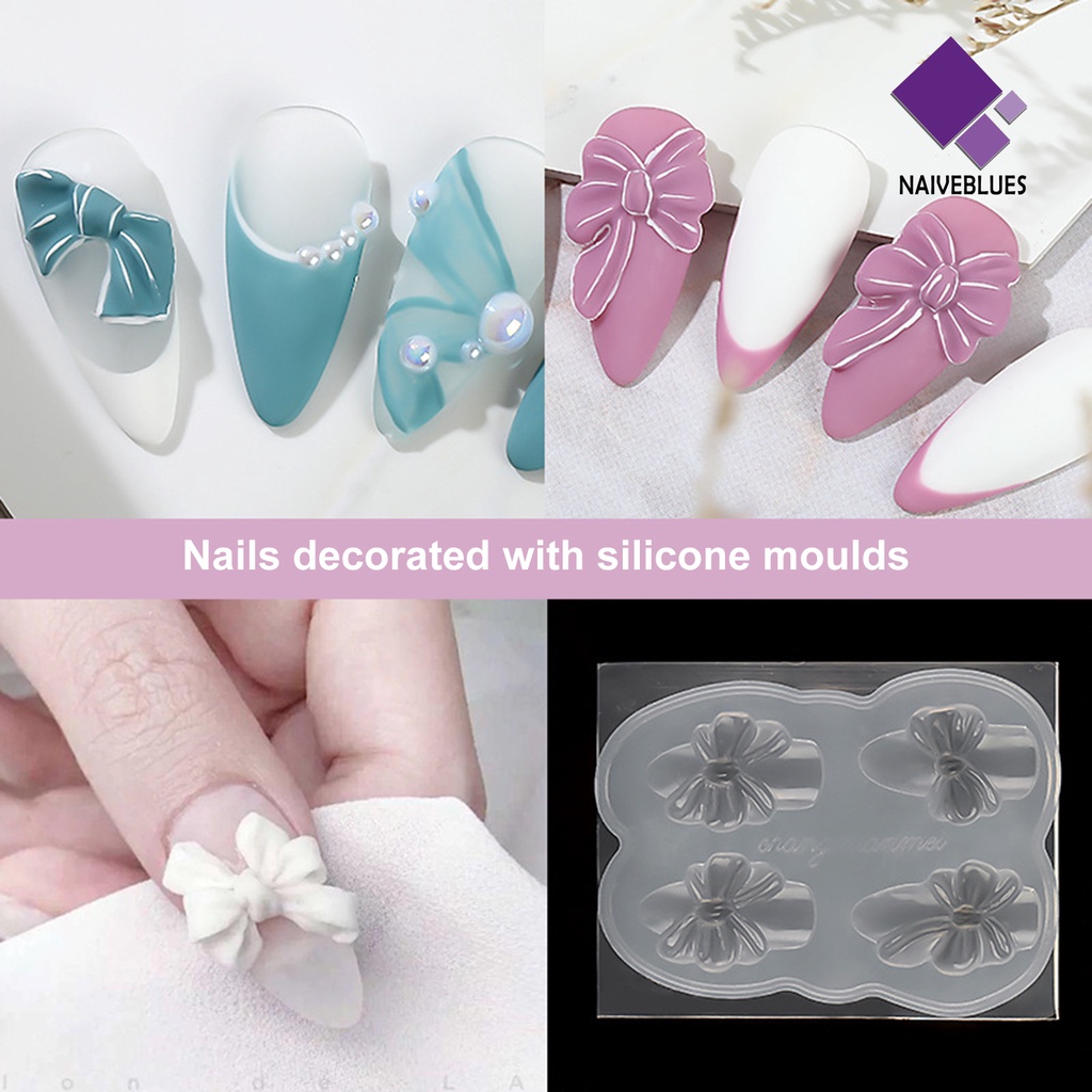 Naiveblue Cetakan Kuku 3D Bentuk Beruang Bahan Silikon Untuk Nail Art / Manicure