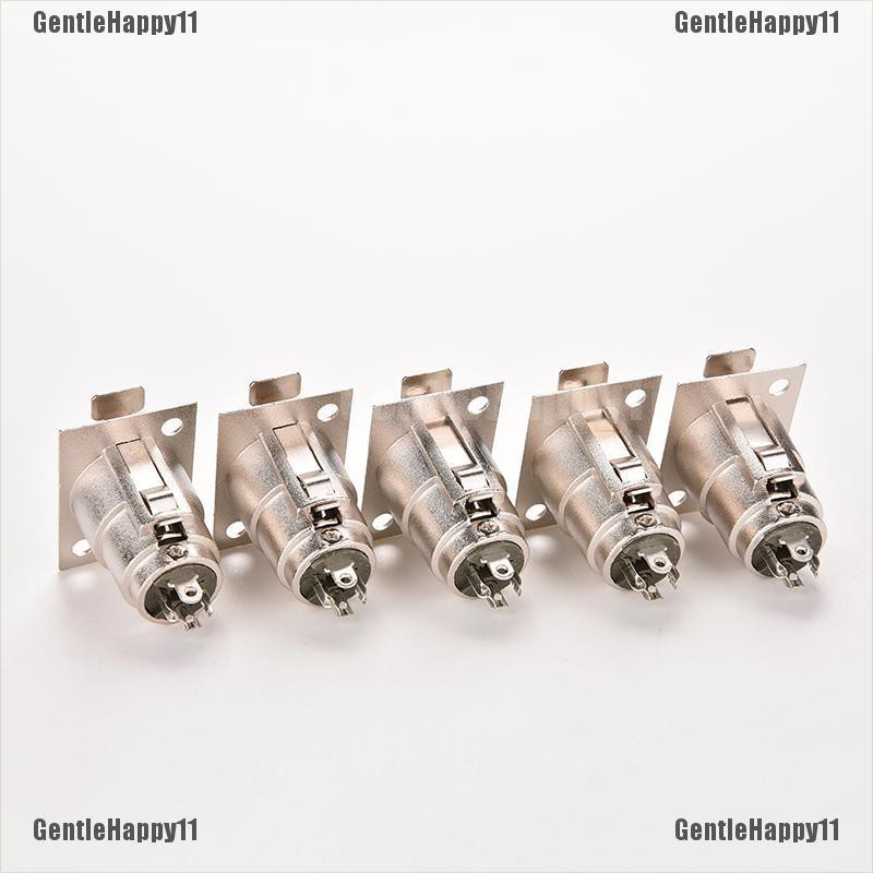 GEN  5pcs Female Chassis Socket 3-Pin XLR Jack Panel Mount Connector Nickel Housing