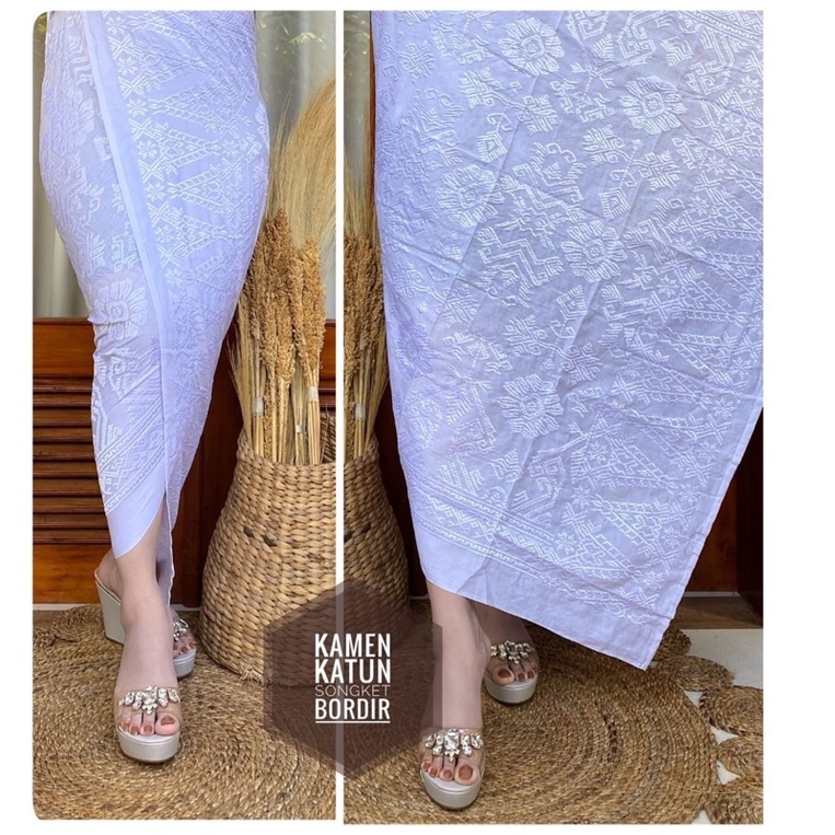 Kamben bordir bali/kamen bali murah/kamen lembaran/kamben bordir putih