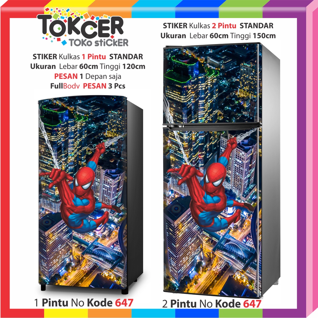 STIKER Kulkas 1 Pintu atau 2 Pintu SPIDERMAN