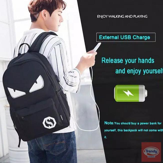 Menarik.. Tas LED | Tas Punggung USB Pria | Ransel Sekolah Kuliah Remaja Dewasa | Backpack Korea Cow