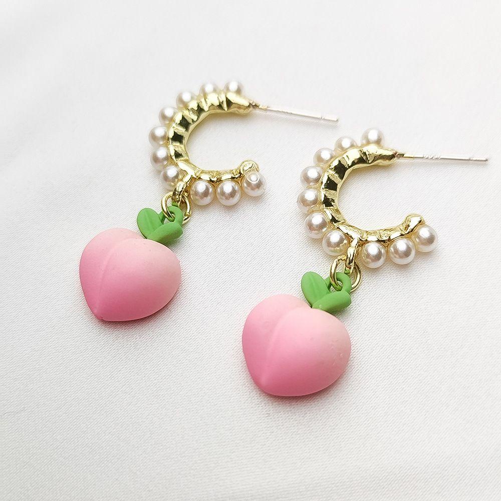 Agustina Wanita Anting Hoop Manis Vintage Pink Elegan Peach Fashion Perhiasan