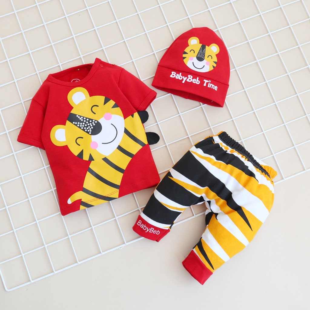 Nuna Store Baju anak laki laki / Setelan Baju Celana Anak Bayi laki laki dan perempuan  6-18 bulan cowok cewek adem BBB Motif Tiger