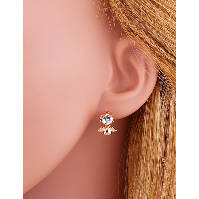 LRC Anting Tusuk Fashion Rose Gold Zircon Alloy Earrings K05770