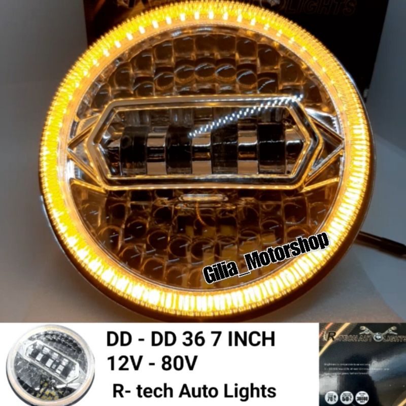 LAMPU DAYMAKER LED 7 INCH R-TECH AUTOLIGHT ORIGINAL IMPORT 12V-80V HEADLAMP UNTUK MOTOR MOBIL