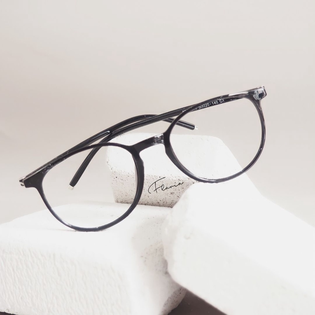 Flavia Eyewear - Kacamata Estonia Round Plastic (custom minus, photochromic, blueray, bluechromic dan photobrown)