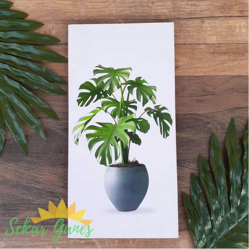 Lukisan Dinding Ruang Tamu Daun Tanaman Bunga Monstera Hiasan Dekorasi Dinding Aesthetic Wall Decor Art Rustik Poster