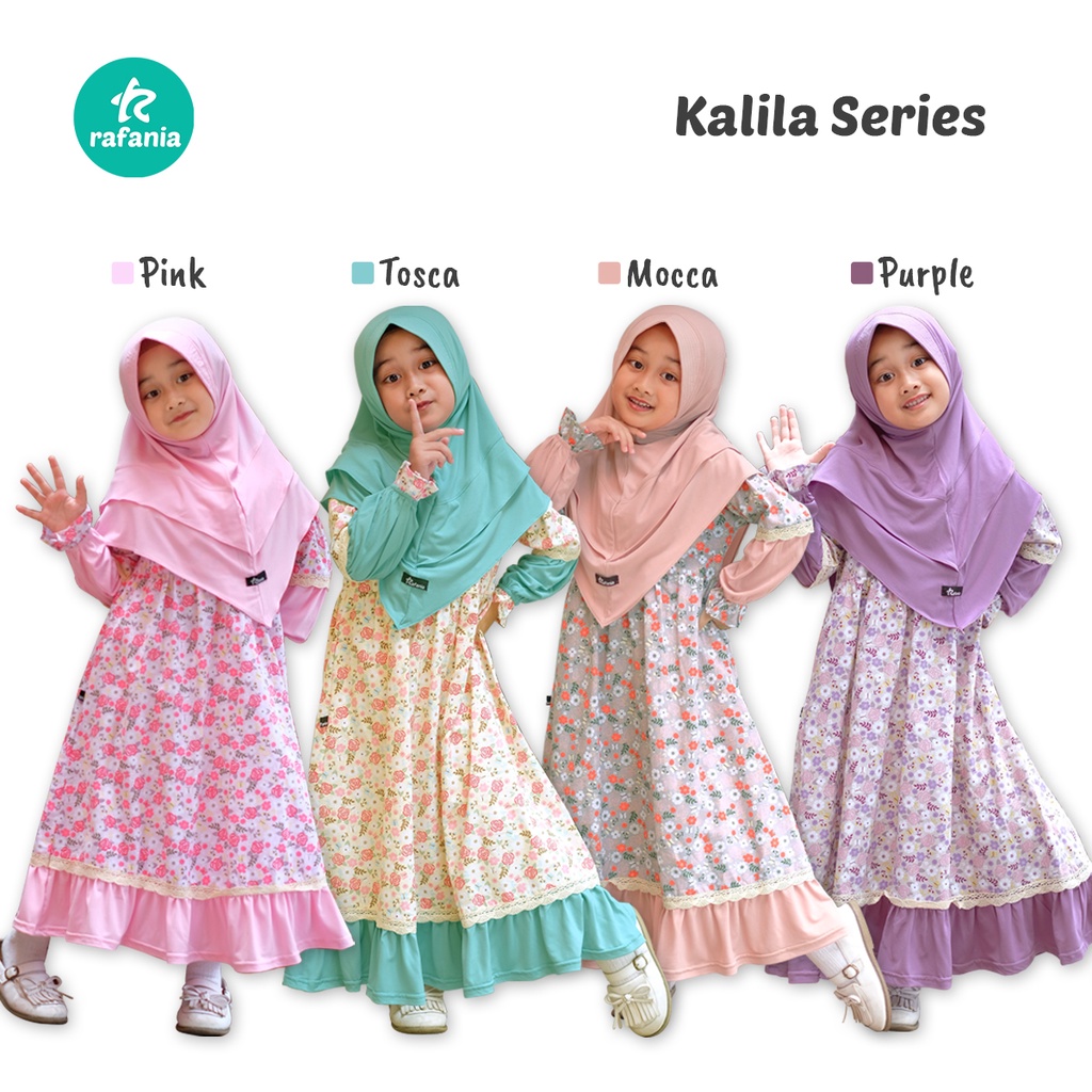 RAFANIA//RAFANIA Set Gamis Anak KALILA Motif Bunga