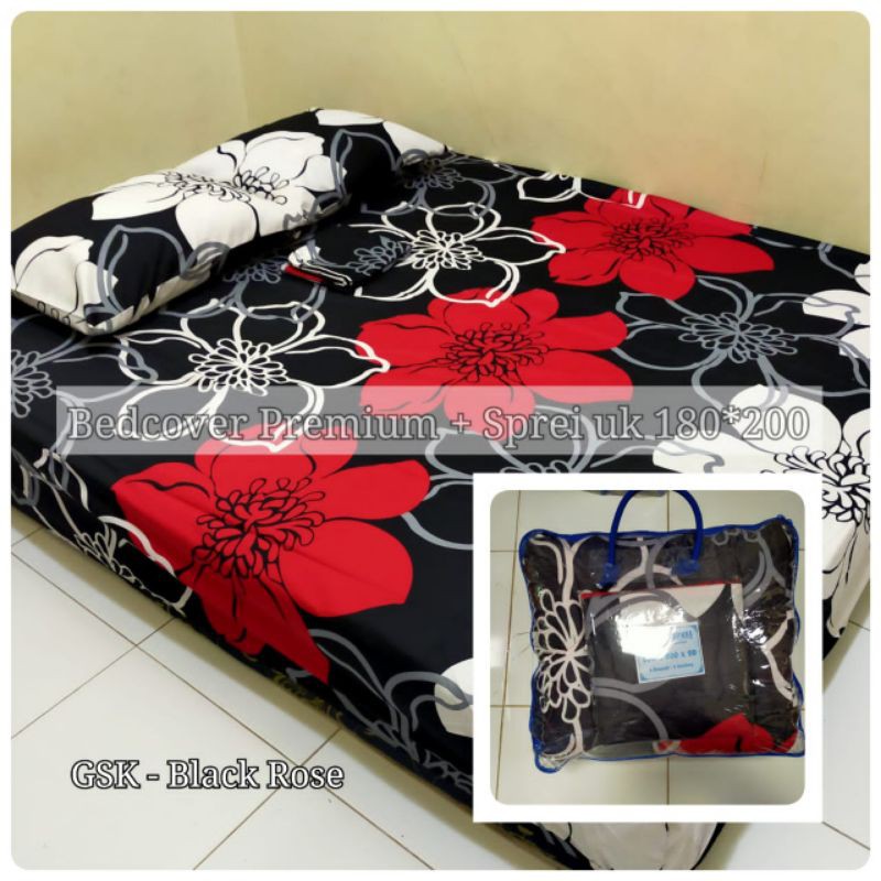 SET BEDCOVER HOMEMADE TERMURAH BEST SELLER MOTIF BUNGA TULIP EMBOS