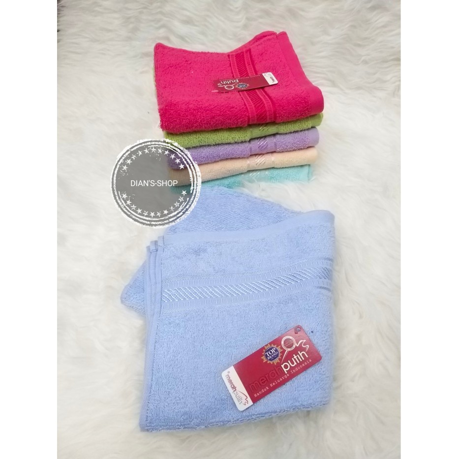 HANDUK MERAH PUTIH KECIL - UKURAN 40×80 - HANDUK SALON POLOS -BAGUS. -
