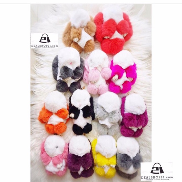 Gantung tas model kelinci, Rabbit fox fur, size besar ( 18-20 cm )