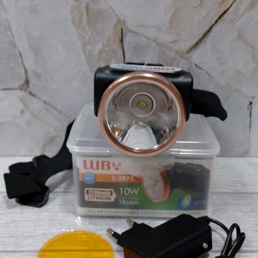 LUBY L 2875 SENTER KEPALA CAHAYA PUTIH DAN KUNING 10W 2200mAh Recharge