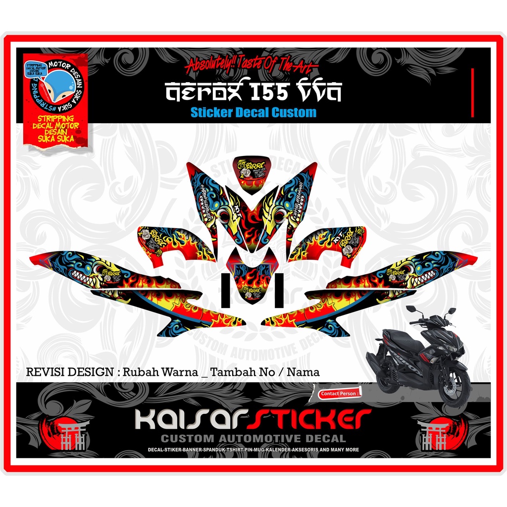 DECAL STICKER MOTOR FULL BODY AEROX 155 DRAGON HELM