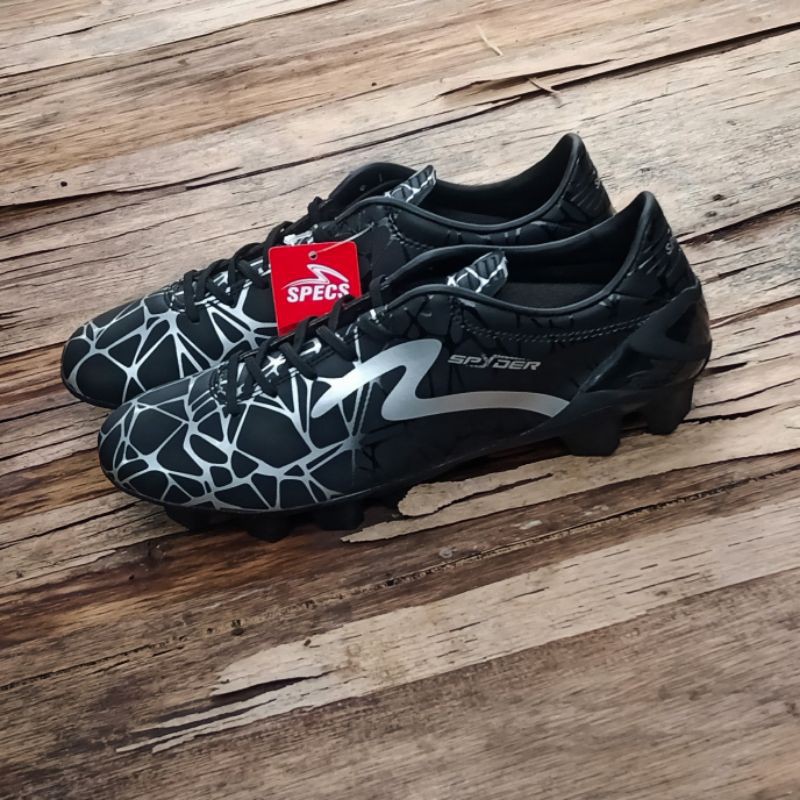 Specs Accelerator Spyder FG Black Silver Sepatu Bola Original