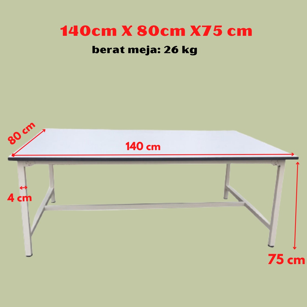 MEJA KANTOR/MEJA KERJA/MEJA TULIS/MEJA BELAJAR 140CM X 80CM X 75CM BUNDAR PUTIH