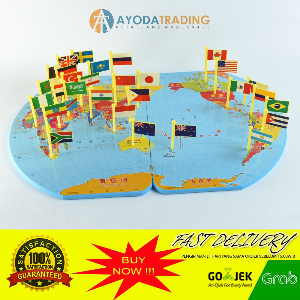 Mainan Edukasi Peta Bendera Dunia World Flag of The World Map