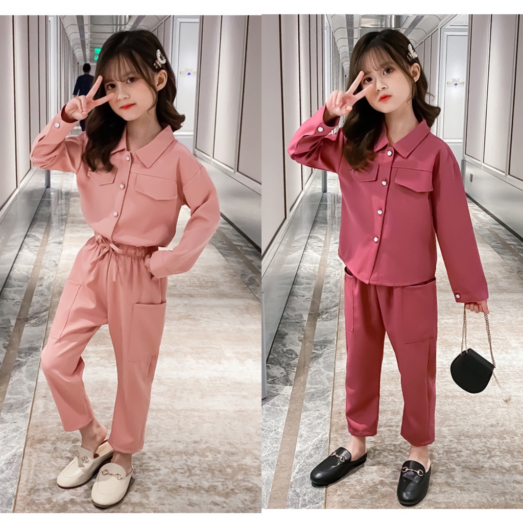 CHUBBI 44 Setelan Set Anak Tanggung 2in1 Baju Anak Perempuan Kemeja + Pants