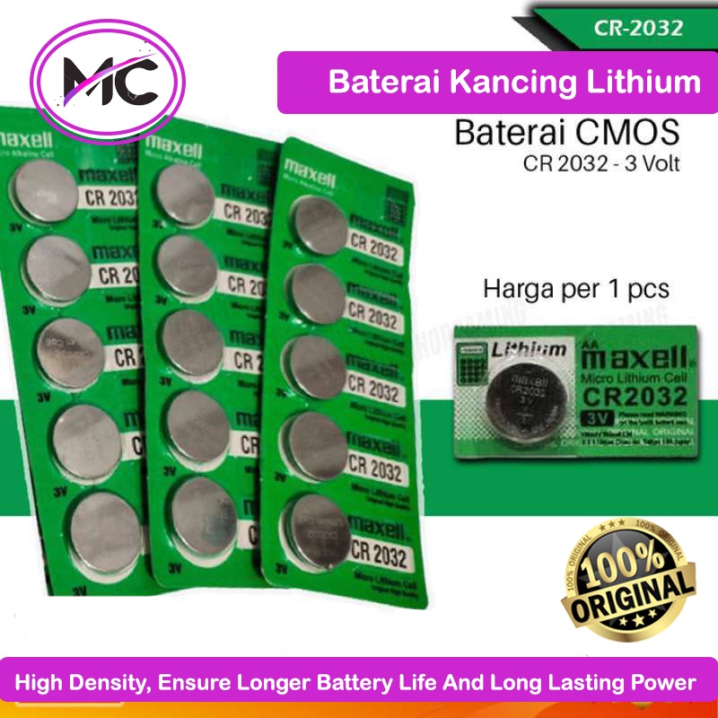 Baterai Jam Tangan Original CR 2032 Batre Remote Remot Battery CMOS Laptop Kancing Lithium Kalkulator Mainan Alat Digital