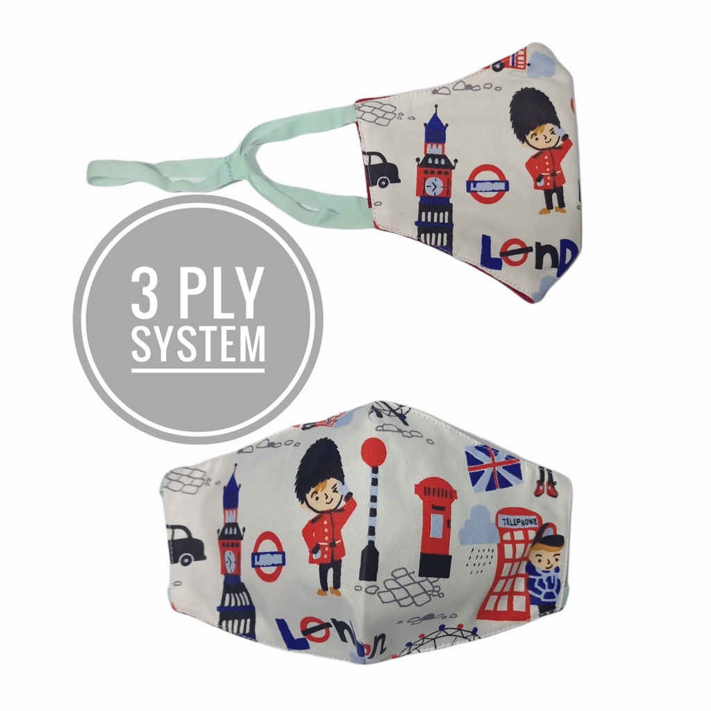 MASKER DEWASA MOTIF ANIMASI MODEL DUCKBILL KAIN WAJAH PEREMPUAN LAKI LAKI COWOK BAHAN POLOS HIJAB KE