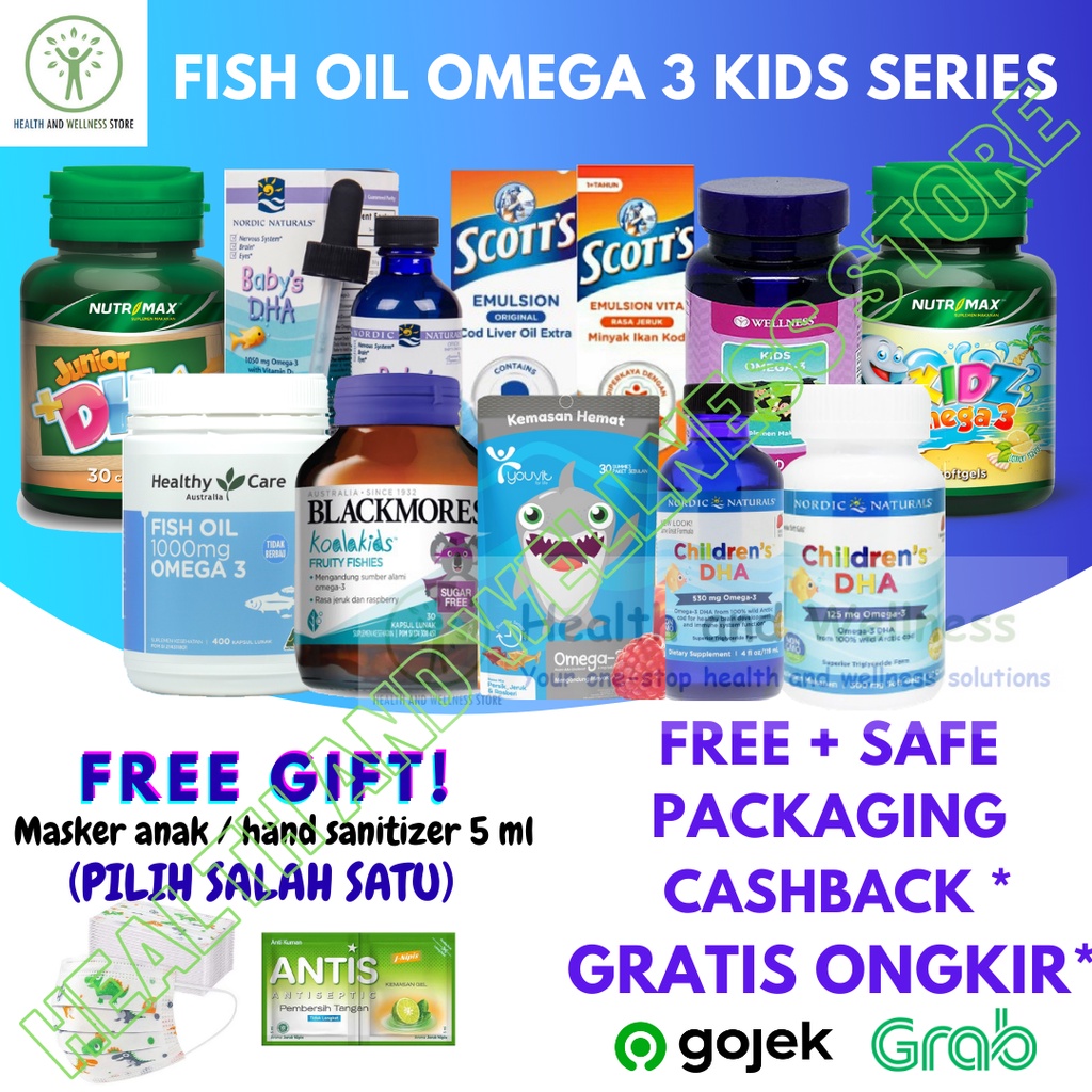 Fish Oil Kids Series Youvit Childlife Nutrimax Blackmores Nordic Scott Emultsion Minyak Ikan Anak