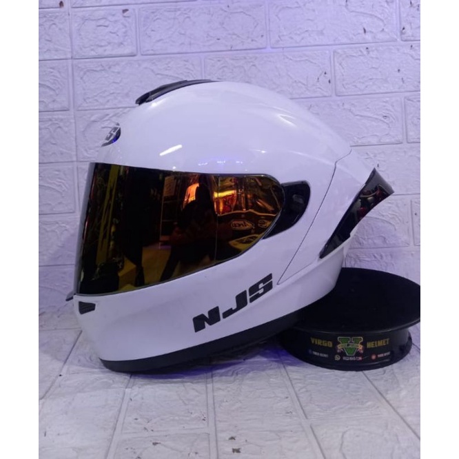 HELM NJS ZX1 SOLID WHITE ORIGINAL PAKET GANTENG