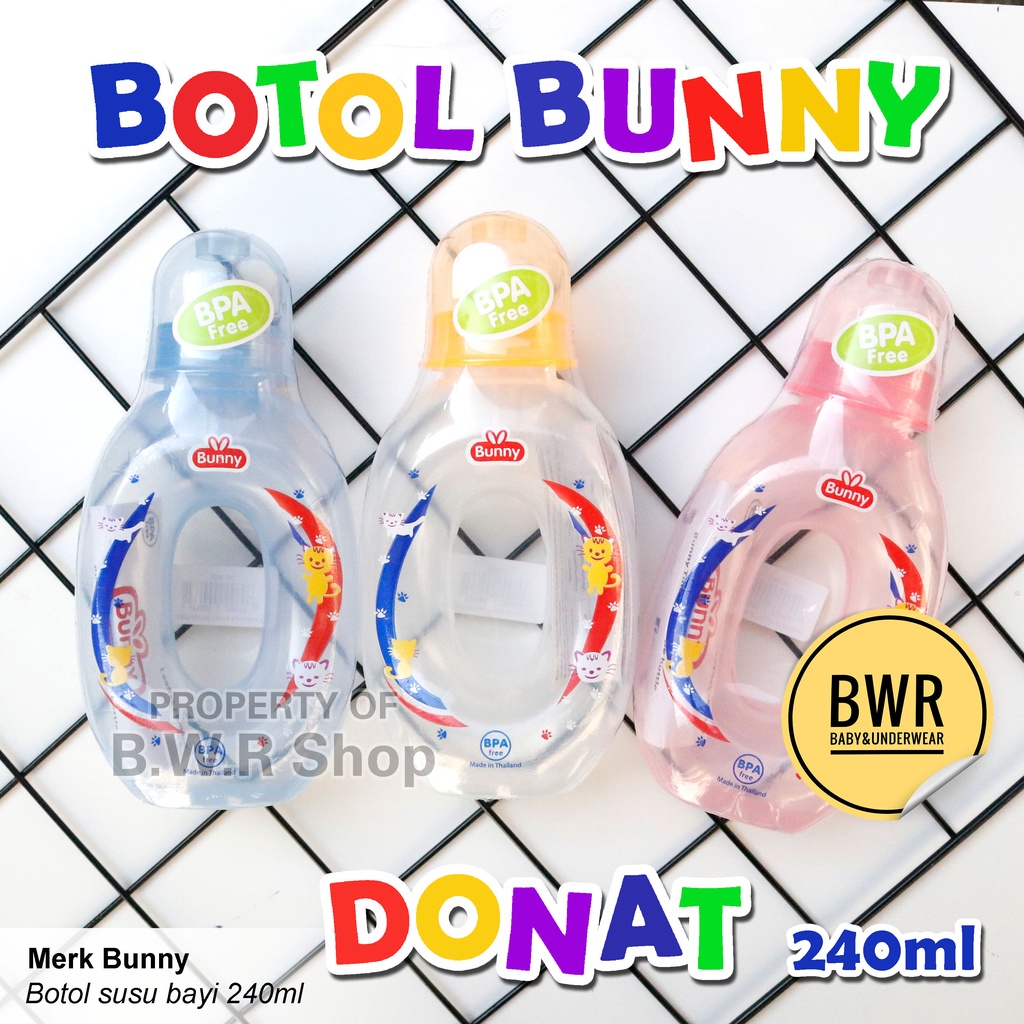 Botol Susu Bunny Donat 240ml / Botol Susu Bayi ASI Oval / Milk Baby Bottle Donut BPA Free | Bwr IX