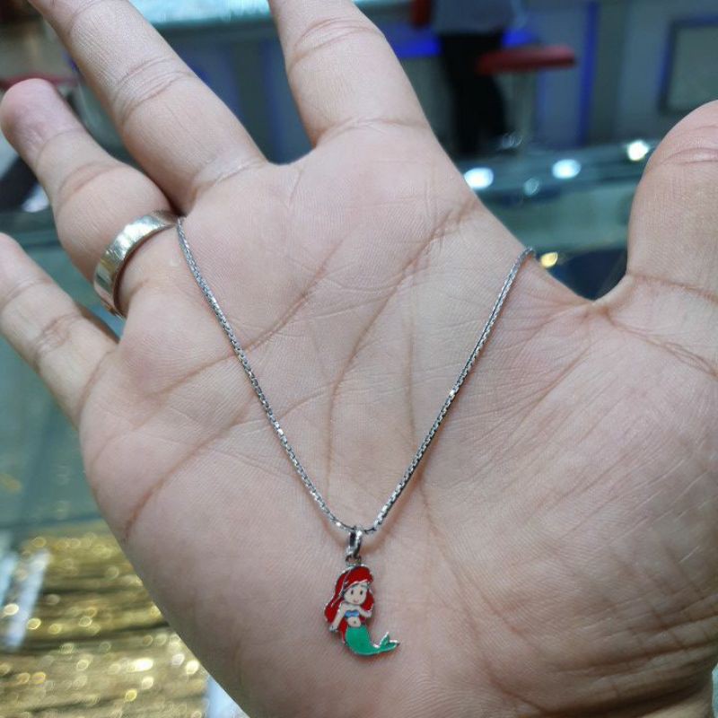 kalung anak emas putih italy berliontin mermaid