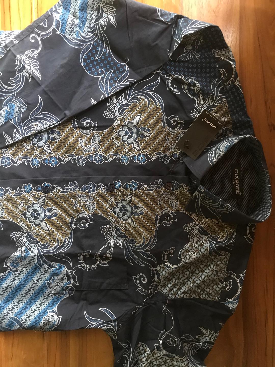 Kemeja Batik Pria Lengan Panjang Bl77 Katun Motif Modern Dixmont Semi Slimfit