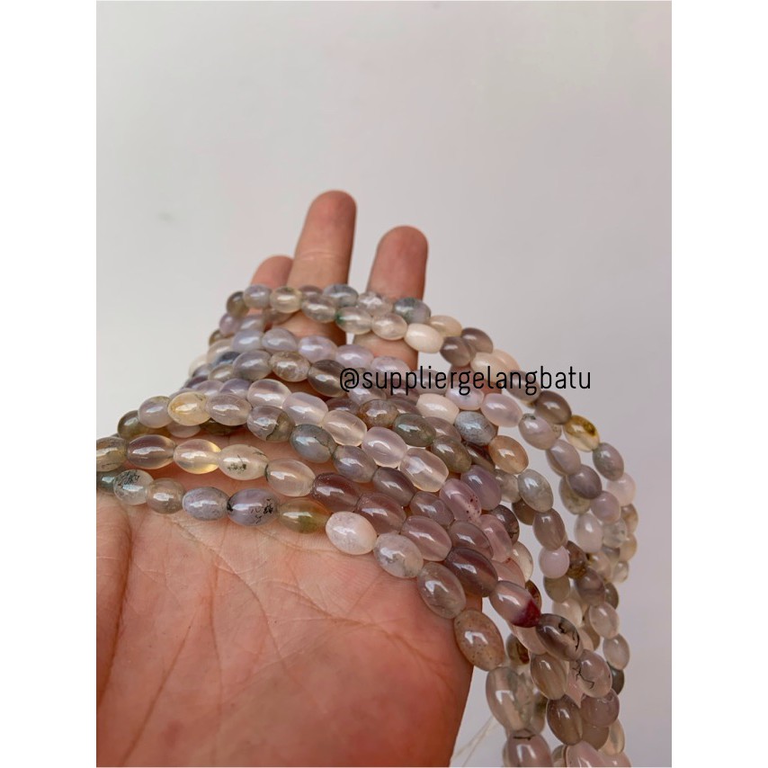 batu alam Penden tabung white agate 5 x 10 mm giok akik indian putih