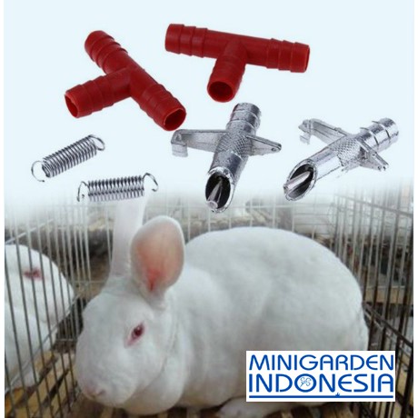 alat minum otomatis hamster kelinci  P004 nepel merah dengan spring dan holder untuk hewan ternak