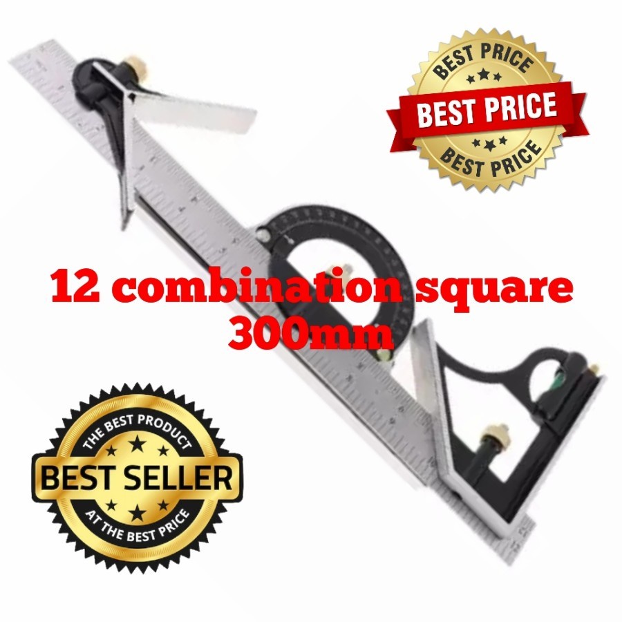 

Pengaris Pengukur Siku Sudut Waterpas Ruler 12 Combination 300mm