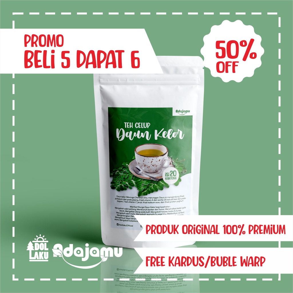 

Teh Daun Kelor Celup / Daun Kelor Kering 100% Murni, Teh Herbal Untuk Kesehatan dan Daya Tahan Tubuh Isi 20 Pcs