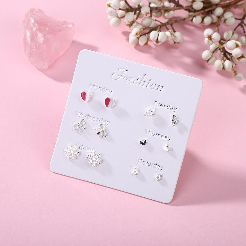 ⭐ JKTMART ⭐Anting Aksesoris Fashion Mutiara Earrings Wanita 6 Pasang Tusuk Simple COD A022-1