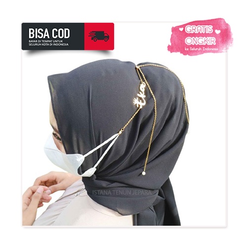 Strap Mask Pengait Tali Masker Kalung Hijab Custom Ukir Nama Anak Perempuan Cantik Murah 3 Warna Gol