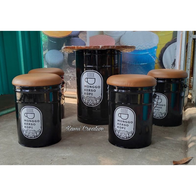 kursi tong set, 4 kursi & 1 meja tong besi (eksedisi lain)