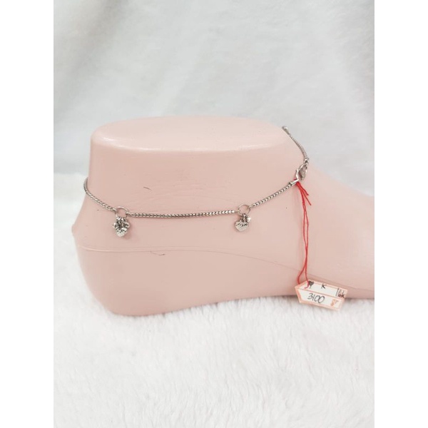 GL1244H167H gelang kaki white gold emilio variasi dewian love  emas putih asli 25.5cm kadar 70%