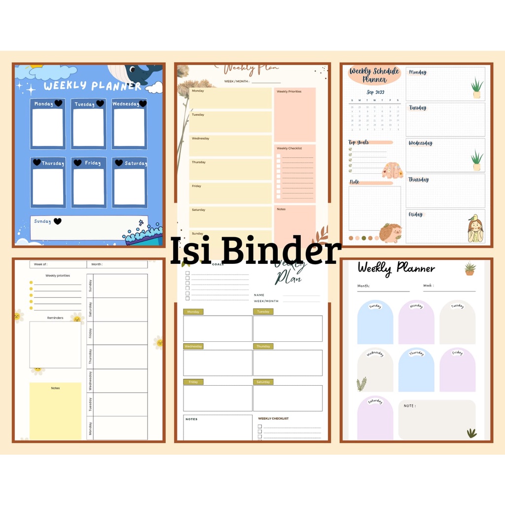 

Binder A5 & B5 WEEKLY PLANNER