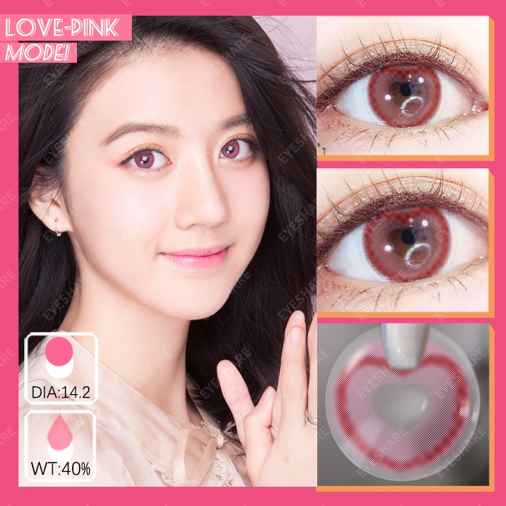 [✅COD] Sepasang Lensa kontak warna lensa warna diameter14MM kadar air 40% soflens minus(0.00) soflen mata bentuk love mata cinta lensa