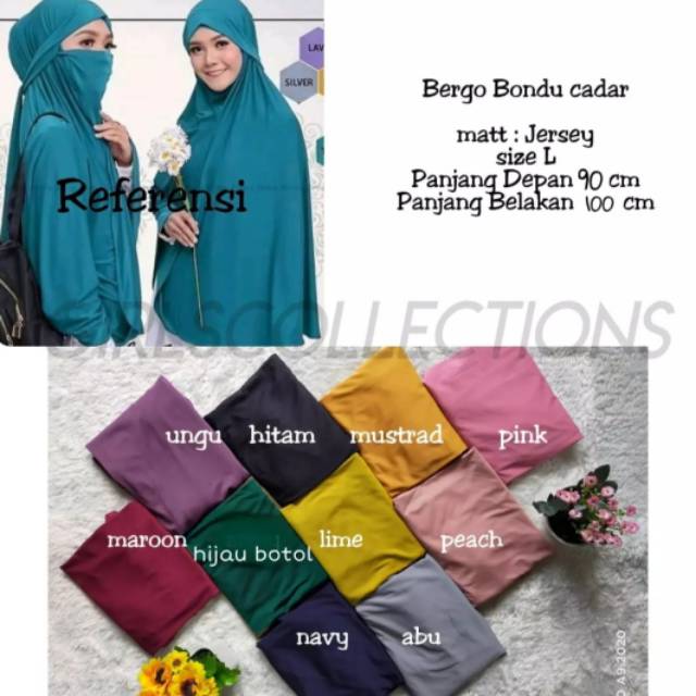 KERUDUNG BERGO WANITA / KERUDUNG INSTAN MASKER TALI BELAKANG MARYAM