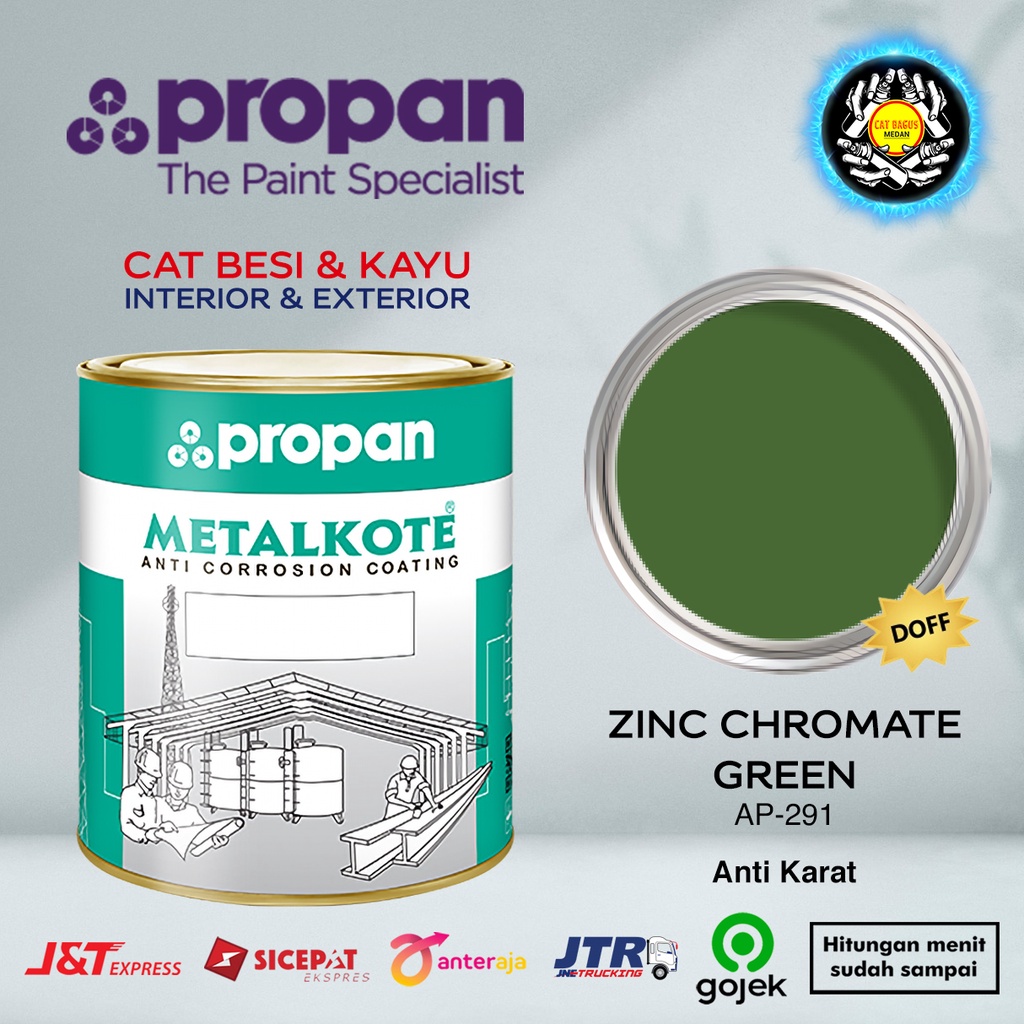 CAT MINYAK KAYU DAN BESI PROPAN METALKOTE ALKYD PRIMER 1 KG AP-291 ZINC CHROMATE GREEN HIJAU TENTARA