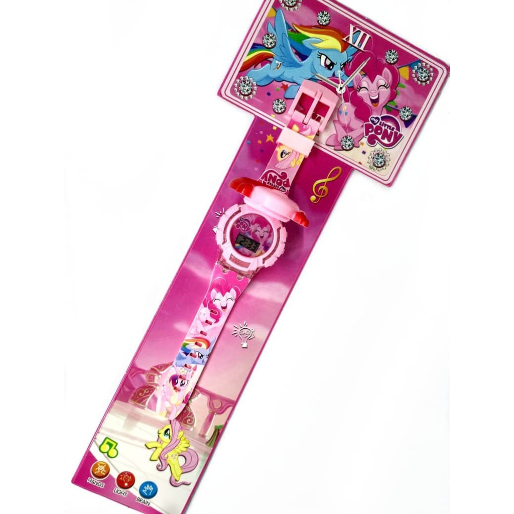 Best Item! JAM TANGAN ANAK KEPALA KLIP PONY LAMPU MUSIK MELODY DIGITAL